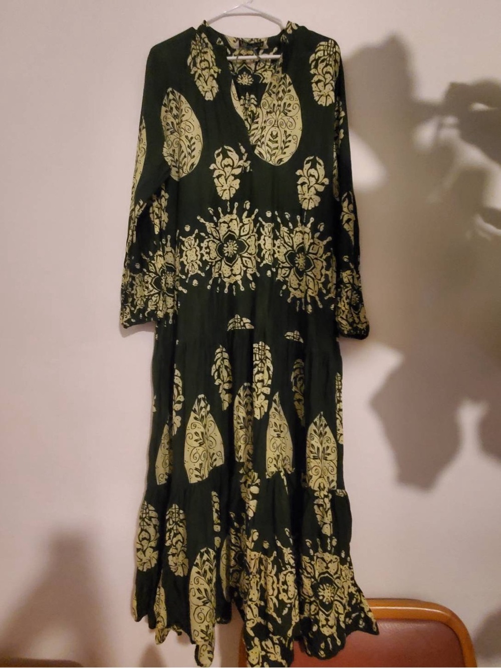 Zara Green Printed Panel Tired Dress - Picture 8 of 15